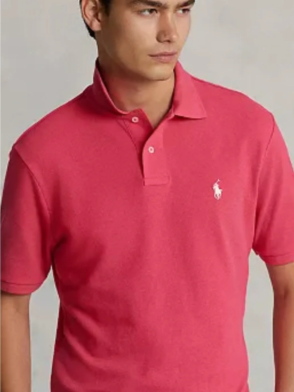 Ralph Lauren Men's Salmon Pink Polo Shirt with White Pony